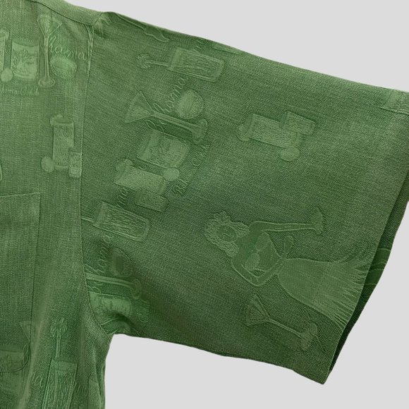 Tommy Bahama Hawaiian Camp Shirt Green M Silk Hula Dancer Bahama Colada EUC - Picture 7 of 11